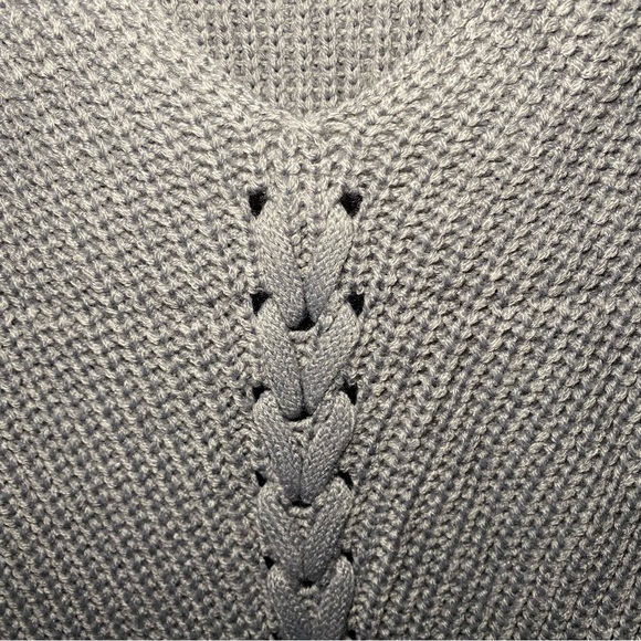 🐑 GREY BRAIDED KNIT V NECK SWEATER DRESS! - Picture 10 of 12